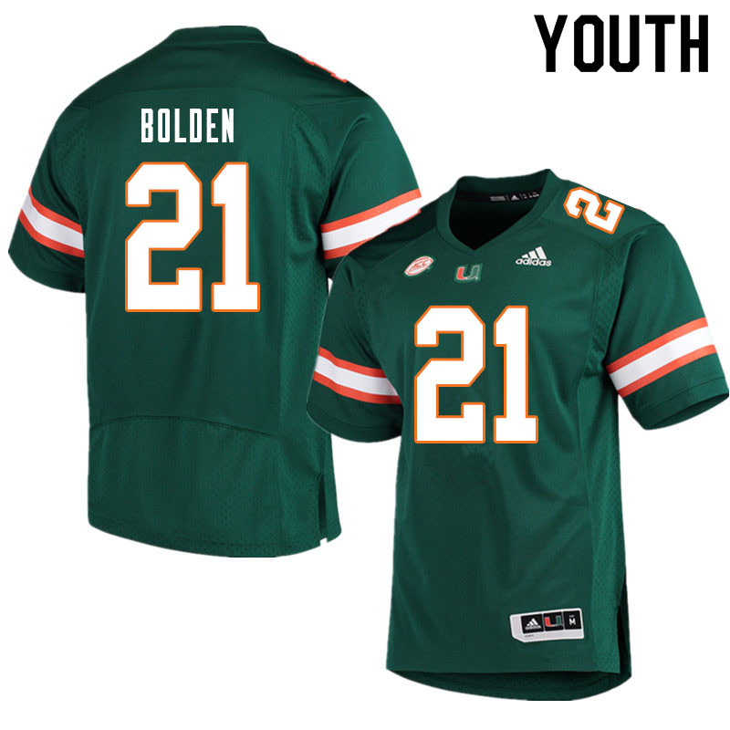 Youth #21 Bubba Bolden Miami Hurricanes College Football Jerseys Sale-Green - Click Image to Close